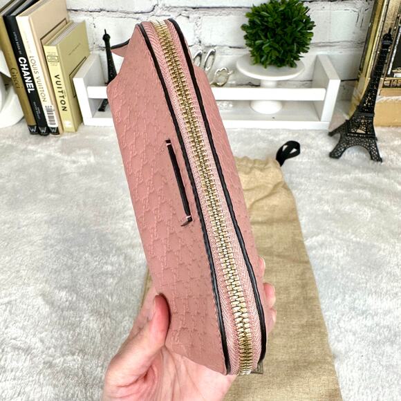 GUCCI pink guccissima leather wristlet cosmetic pouch bag Very Pretty! GREAT - Picture 8 of 16